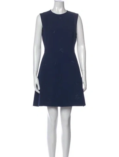 Pre-owned Ted Baker Crew Neck Mini Dress In Blue