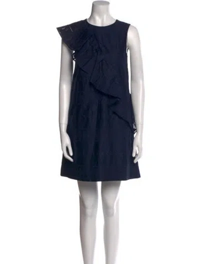 Pre-owned Ted Baker Crew Neck Mini Dress In Blue