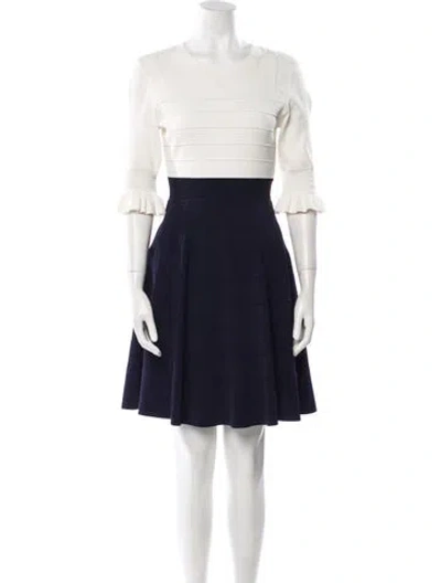 Pre-owned Ted Baker Crew Neck Mini Dress In Blue