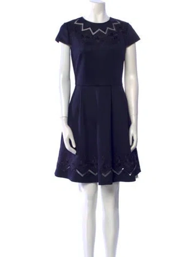 Pre-owned Ted Baker Crew Neck Mini Dress In Blue