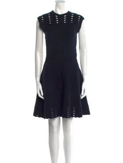 Pre-owned Ted Baker Crew Neck Mini Dress In Blue