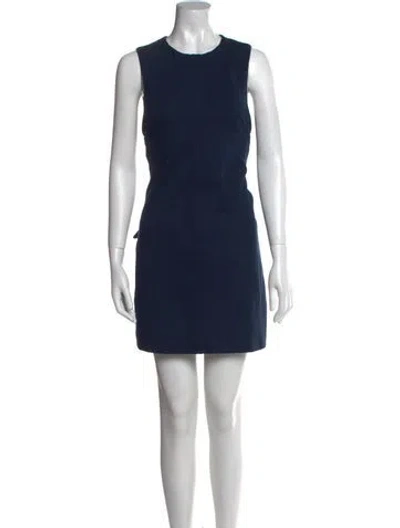 Pre-owned Ted Baker Crew Neck Mini Dress In Blue