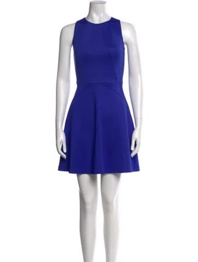 Pre-owned Ted Baker Crew Neck Mini Dress In Blue