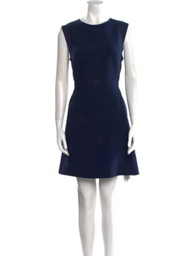 Pre-owned Ted Baker Crew Neck Mini Dress In Blue
