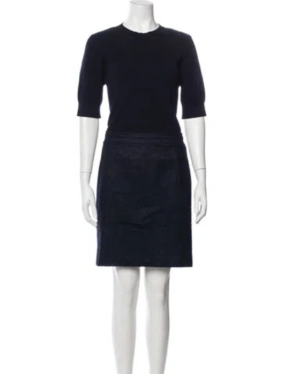 Pre-owned Ted Baker Crew Neck Mini Dress In Blue