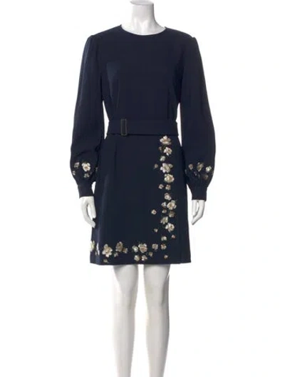 Pre-owned Ted Baker Crew Neck Mini Dress In Blue