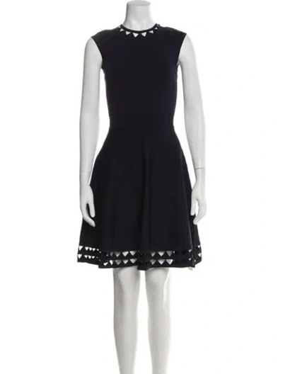 Pre-owned Ted Baker Crew Neck Mini Dress In Blue