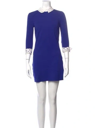 Pre-owned Ted Baker Crew Neck Mini Dress In Blue
