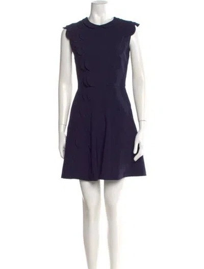 Pre-owned Ted Baker Crew Neck Mini Dress In Blue