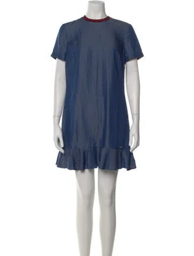 Pre-owned Ted Baker Crew Neck Mini Dress In Blue