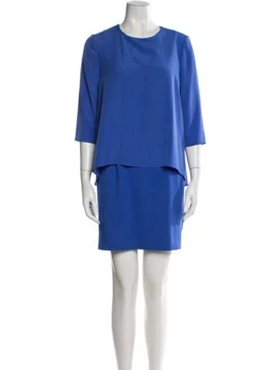 Pre-owned Ted Baker Crew Neck Mini Dress In Blue