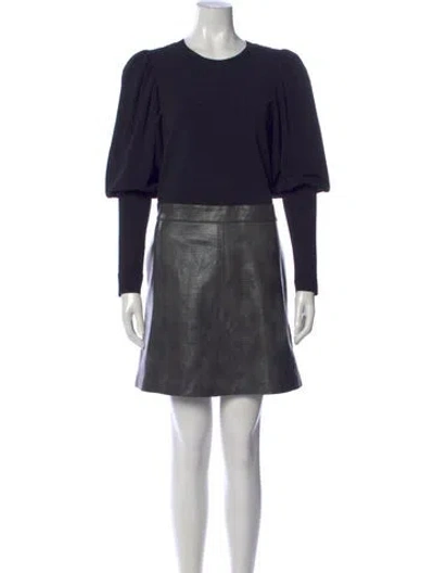 Pre-owned Ted Baker Crew Neck Mini Dress In Blue