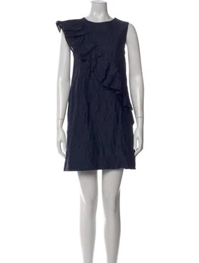 Pre-owned Ted Baker Crew Neck Mini Dress In Blue