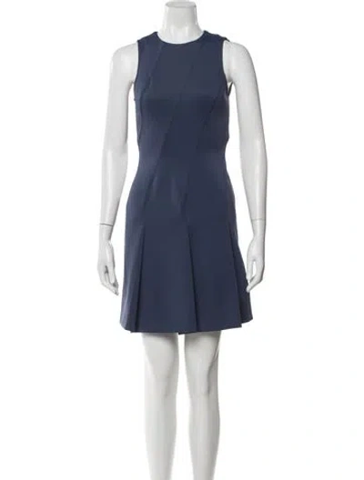 Pre-owned Ted Baker Crew Neck Mini Dress In Blue