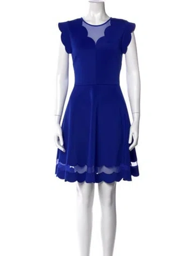 Pre-owned Ted Baker Crew Neck Mini Dress In Blue