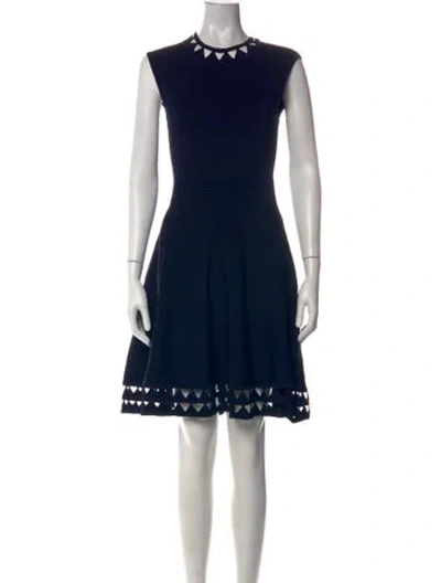 Pre-owned Ted Baker Crew Neck Mini Dress In Blue