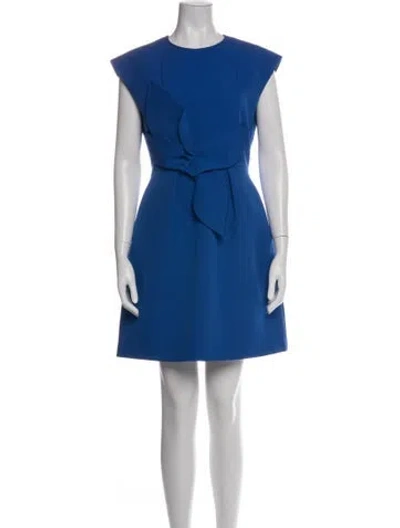 Pre-owned Ted Baker Crew Neck Mini Dress In Blue