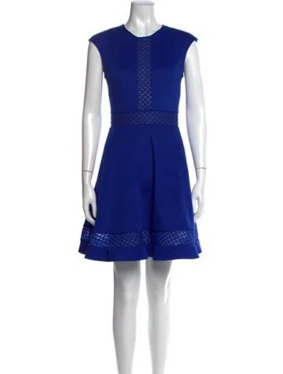 Pre-owned Ted Baker Crew Neck Mini Dress In Blue