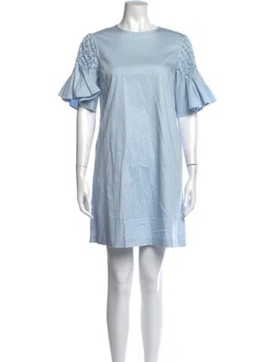 Pre-owned Ted Baker Crew Neck Mini Dress In Blue