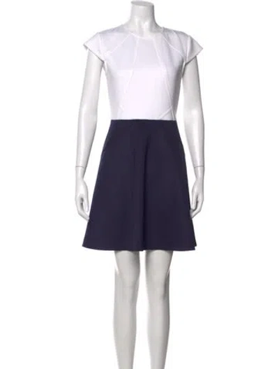 Pre-owned Ted Baker Crew Neck Mini Dress In Blue