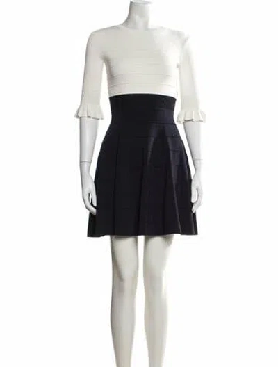 Pre-owned Ted Baker Crew Neck Mini Dress In Blue