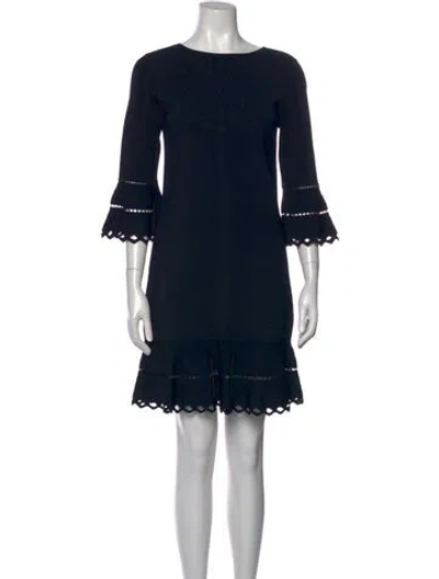 Pre-owned Ted Baker Crew Neck Mini Dress In Blue