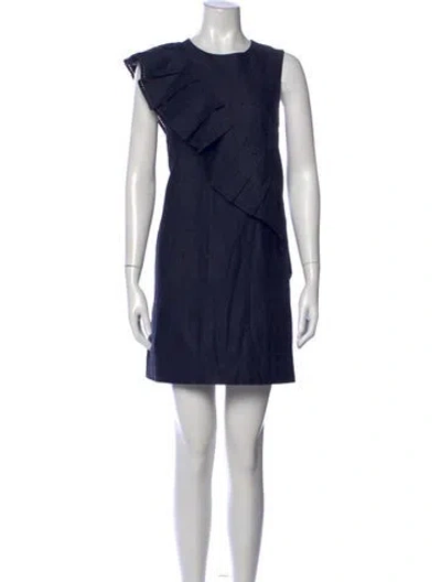 Pre-owned Ted Baker Crew Neck Mini Dress In Blue