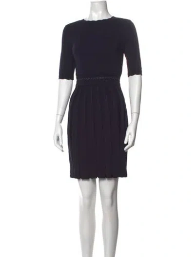 Pre-owned Ted Baker Crew Neck Mini Dress In Blue