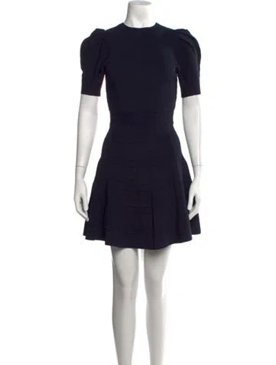 Pre-owned Ted Baker Crew Neck Mini Dress In Blue