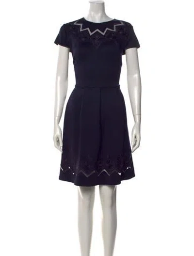 Pre-owned Ted Baker Crew Neck Mini Dress In Blue