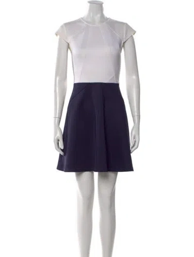 Pre-owned Ted Baker Crew Neck Mini Dress In Blue