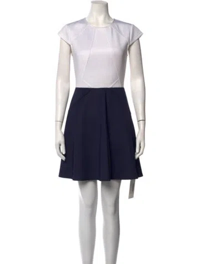 Pre-owned Ted Baker Crew Neck Mini Dress In Blue