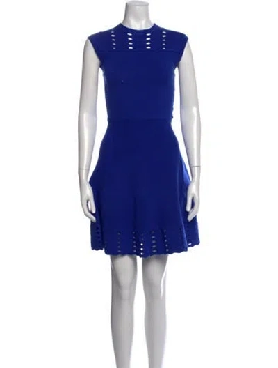 Pre-owned Ted Baker Crew Neck Mini Dress In Blue