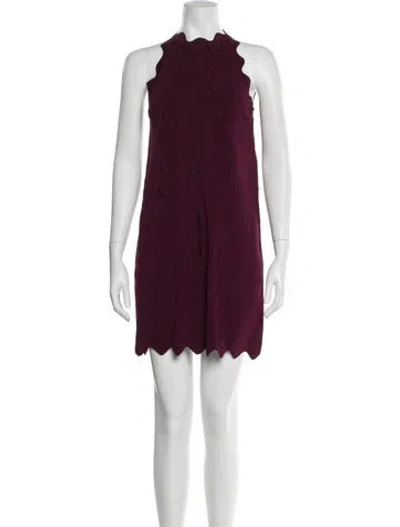 Pre-owned Ted Baker Crew Neck Mini Dress In Burgundy