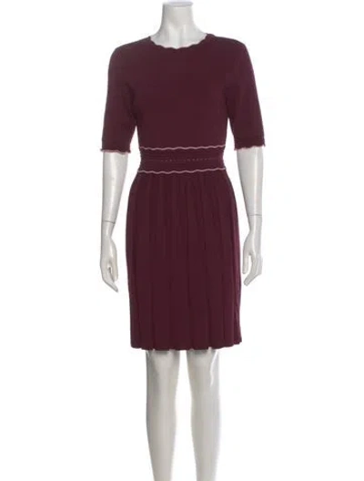 Pre-owned Ted Baker Crew Neck Mini Dress In Burgundy