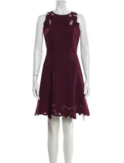 Pre-owned Ted Baker Crew Neck Mini Dress In Burgundy