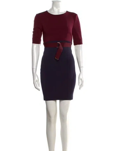 Pre-owned Ted Baker Crew Neck Mini Dress In Multi