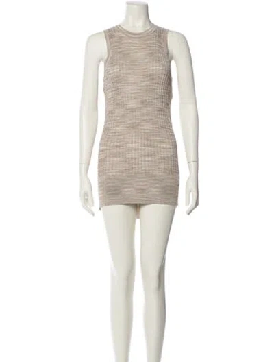 Pre-owned Ted Baker Crew Neck Mini Dress In Neutral