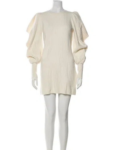 Pre-owned Ted Baker Crew Neck Mini Dress In Neutral