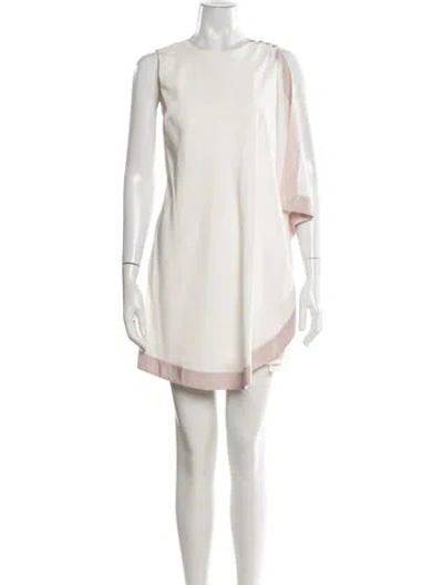 Pre-owned Ted Baker Crew Neck Mini Dress In Neutral