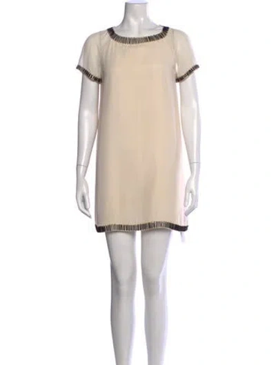 Pre-owned Ted Baker Crew Neck Mini Dress In Neutrals