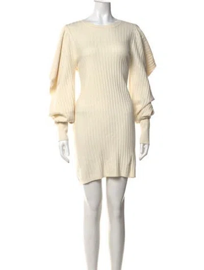 Pre-owned Ted Baker Crew Neck Mini Dress In Neutrals