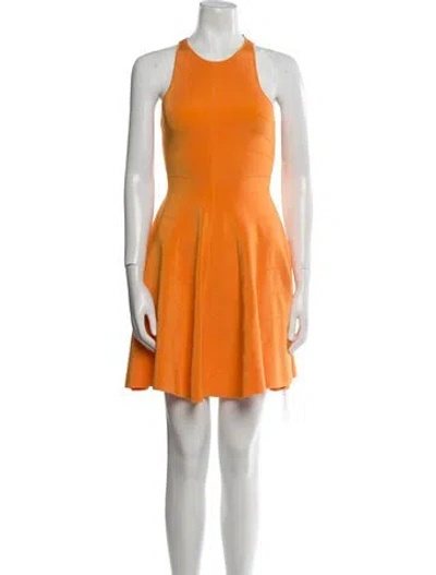 Pre-owned Ted Baker Crew Neck Mini Dress In Orange