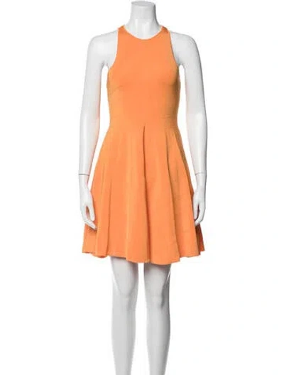 Pre-owned Ted Baker Crew Neck Mini Dress In Orange