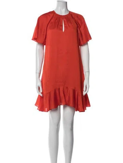 Pre-owned Ted Baker Crew Neck Mini Dress In Orange