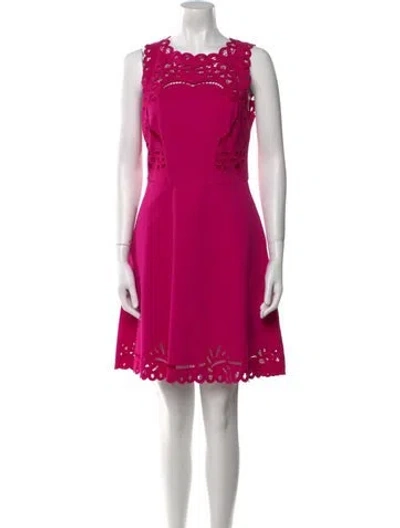 Pre-owned Ted Baker Crew Neck Mini Dress In Pink