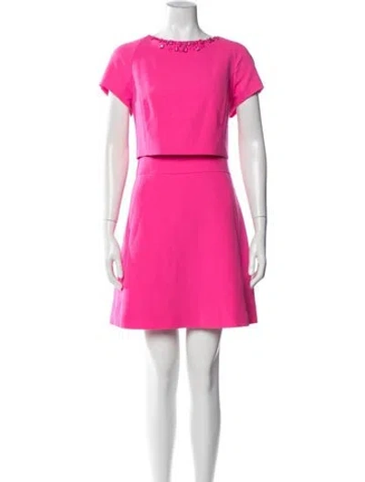Pre-owned Ted Baker Crew Neck Mini Dress In Pink