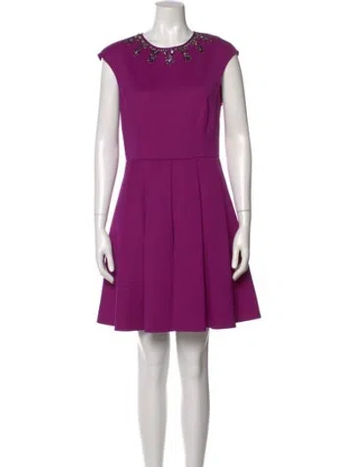 Pre-owned Ted Baker Crew Neck Mini Dress In Purple