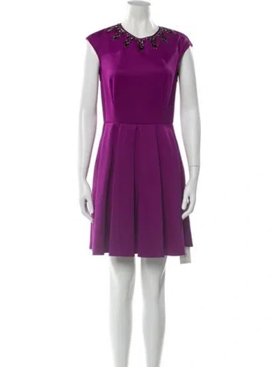 Pre-owned Ted Baker Crew Neck Mini Dress In Purple