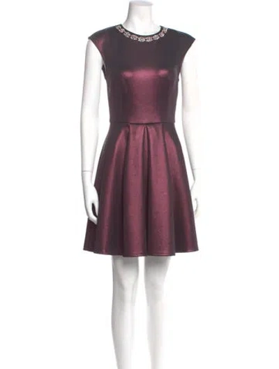 Pre-owned Ted Baker Crew Neck Mini Dress In Purple